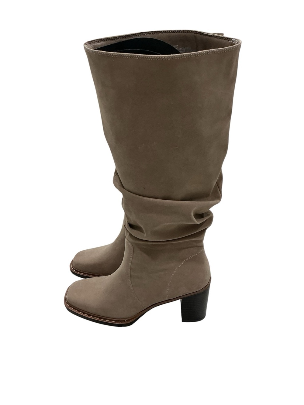 NWOB Maurices Carissa Slouch Tall Boots Women’s Size 7 Beige Faux Suede Pull On - Picture 4 of 10